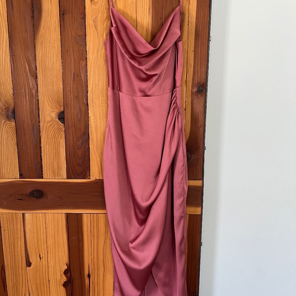 Dusty rose pink bridesmaid dress